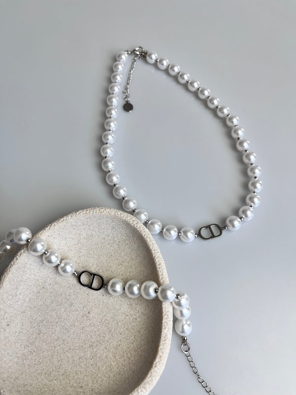 Parure perla argenté